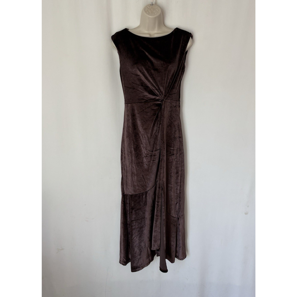 Taylor Dress 6 Bodycon Midi Sleeveless Brown Suede Feel